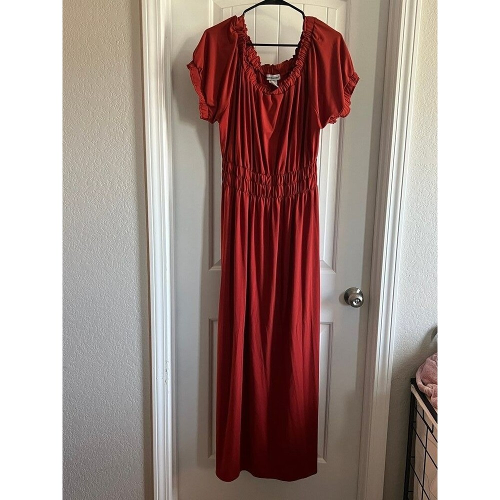 Jessica London Red Maxi Dress with Ruffled Sleeves